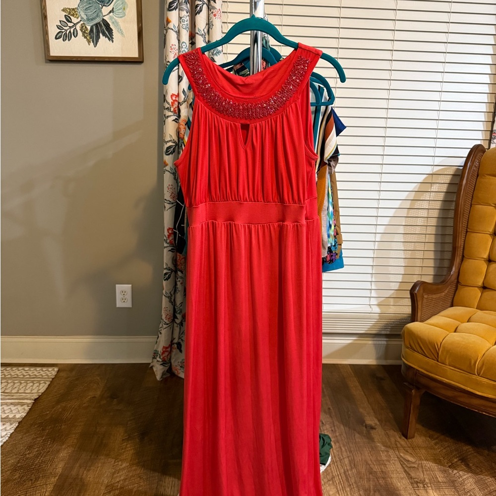 Red Halter Maxi Gown for Wedding Guests